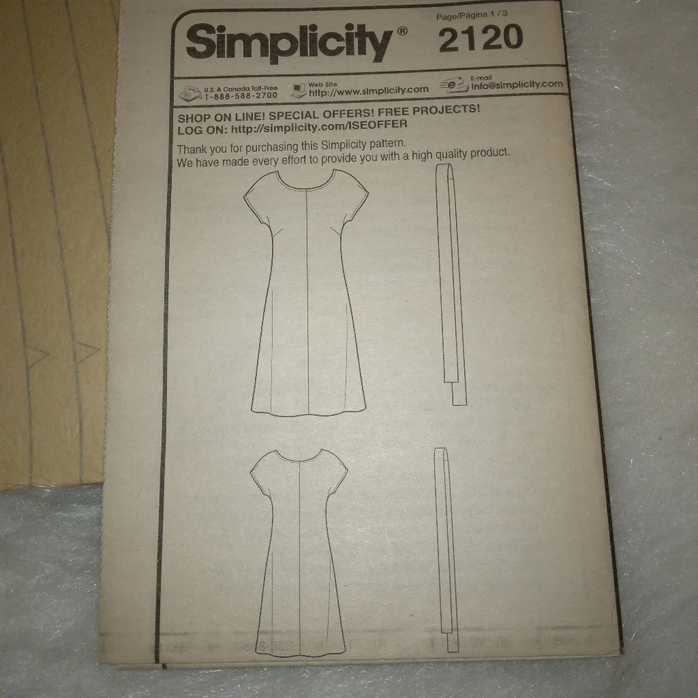 SIMPLICITY 2120 Sz 10-18 Misses dress abd scarf, and EASY Pattern
